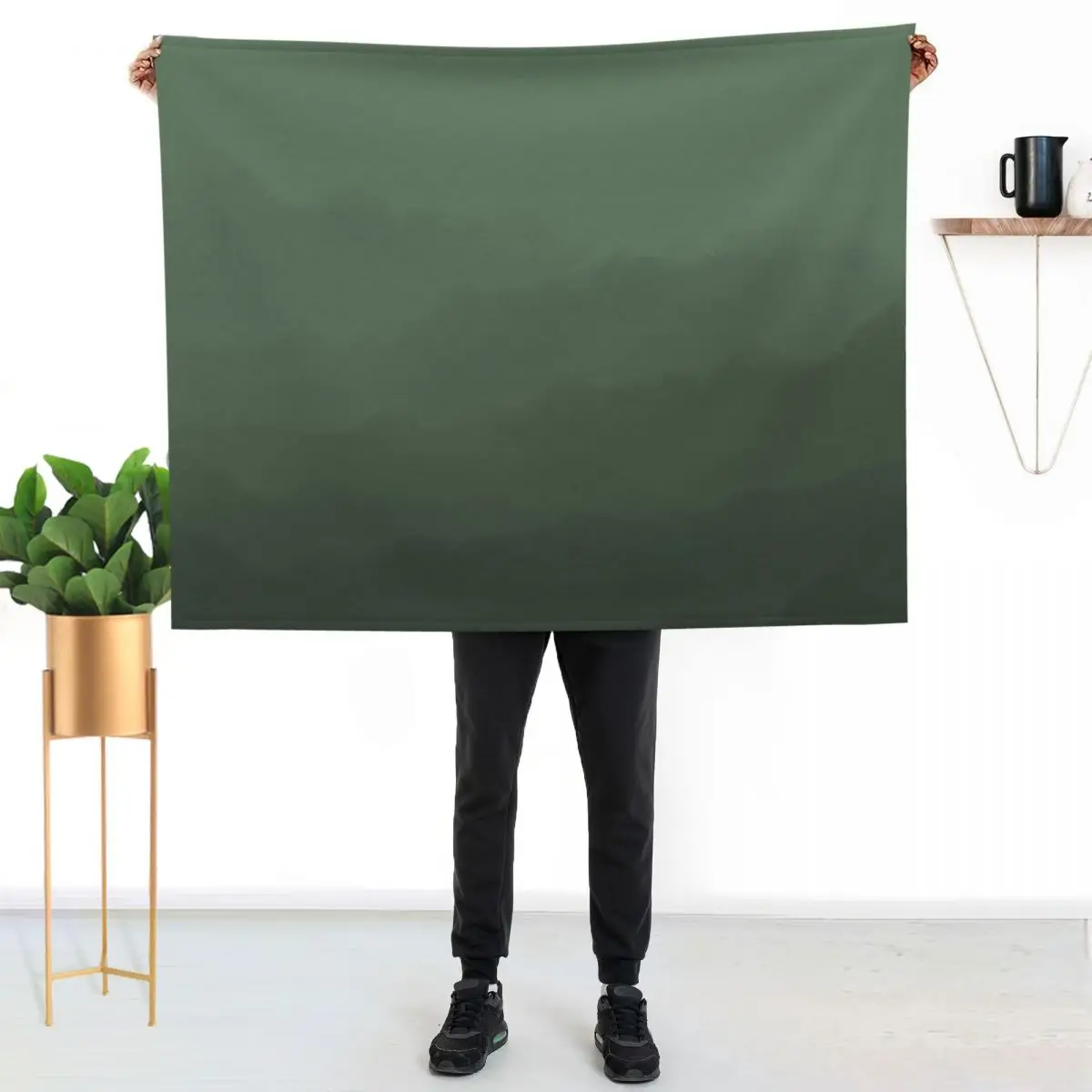 

Sage Green Watercolor Ombre Pattern Throw Blanket Warm Flannel Blanket for Couch Chair Bedroom