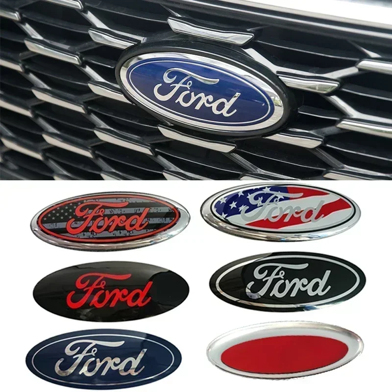 12.5X5CM Car Front Hood Emblem Rear Tail Badge Sticker for Focus Fiesta Kuga Mondeo Fusion Edge Transit F150 Ecosport Decoration