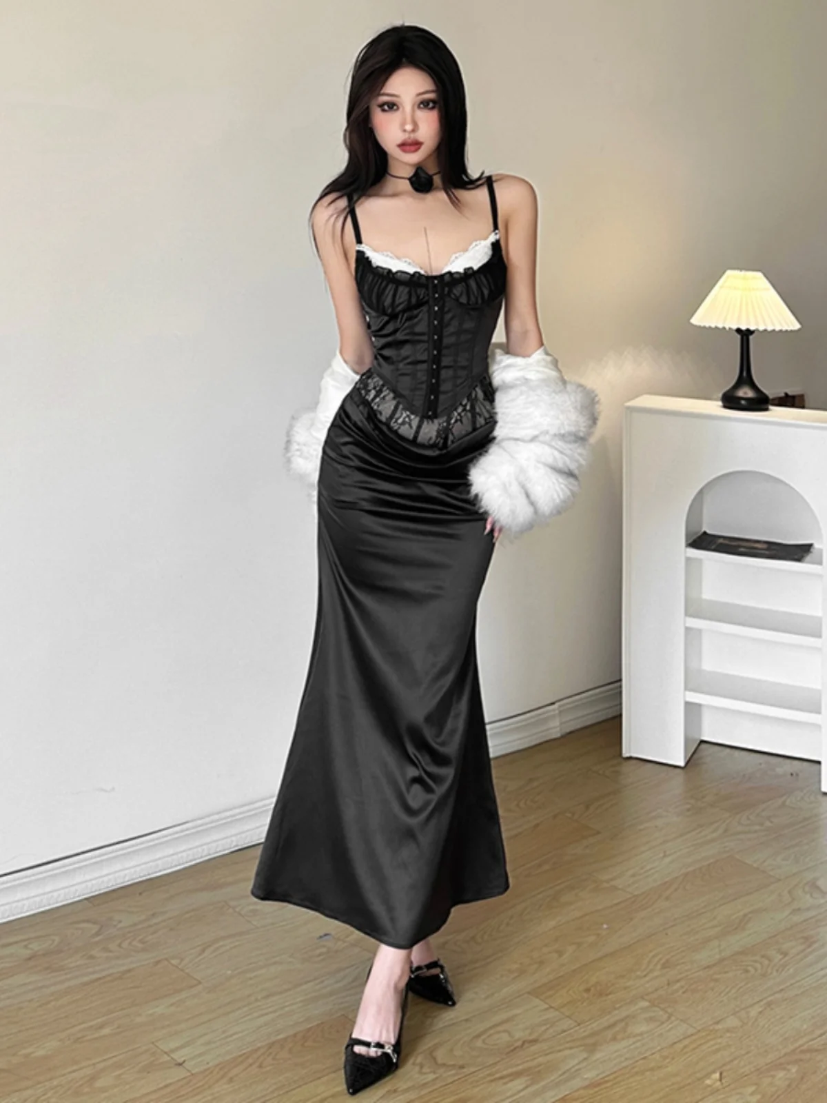 Street Sle Low Waist Slim Fit Fi Tail Skirt Sexy Slimming Midi Dr for Quirky Girls Retro Splice Polyester Blend