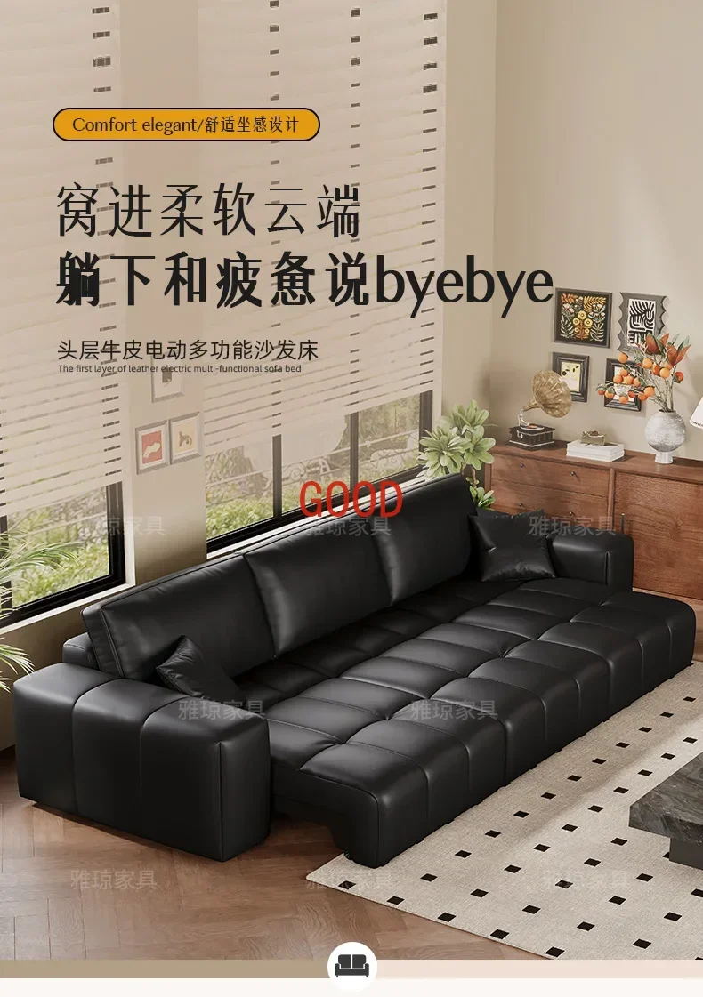 Диван из натуральной воловьей кожи в средневековом стиле, Электрический Выдвижной регулируемый диван для гостиной, многофункциональный диван-кровать с нулевой стеной