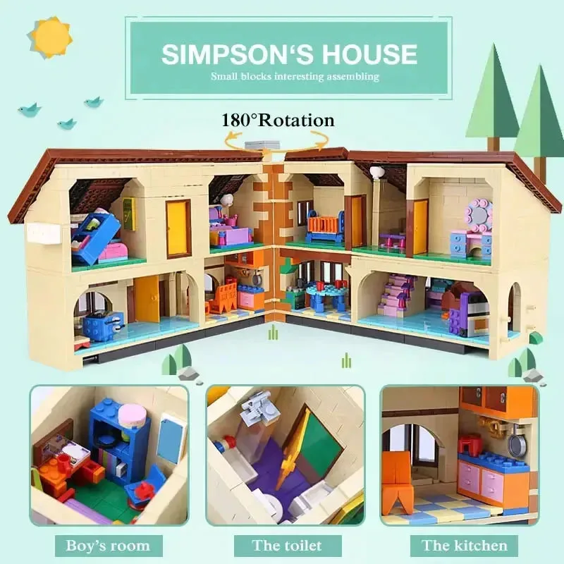 2580 PCS The Simp House Compatible  Building Blocks Bricks Education Toy Kid Birthday Christmas Gifts71006 16005