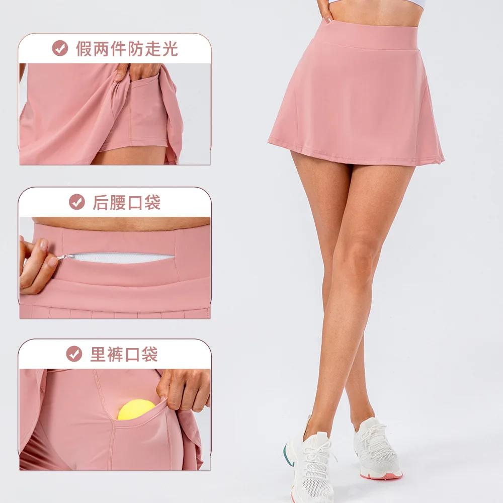 Summer Women Tennis Pleated Skirt With Inner Lining High Waist Double Layer Design Sport Sexy Fitness Yoga Dancing Shorts 12430