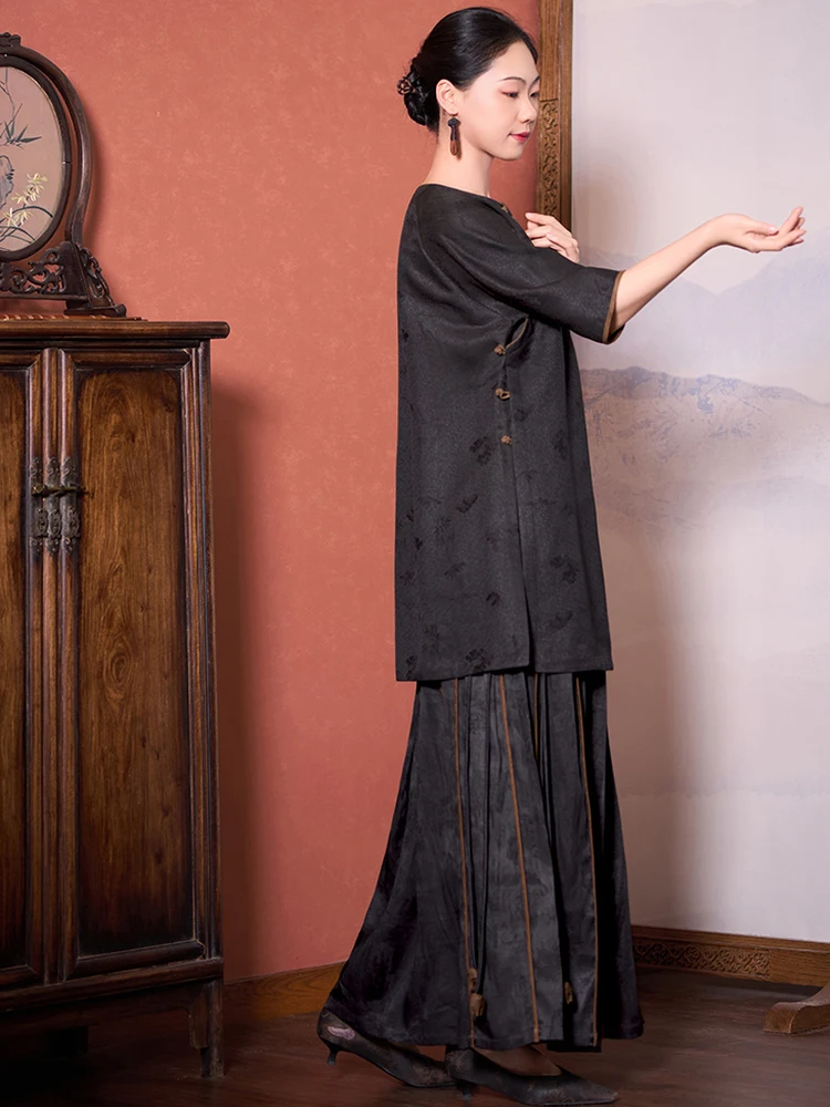 بلوزة جديدة مصنوعة يدويًا مستديرة Ne Small Ao Dai في سحابة Fraant الحرير الملابس الصينية التقليدية للنساء Faion صيف 2025