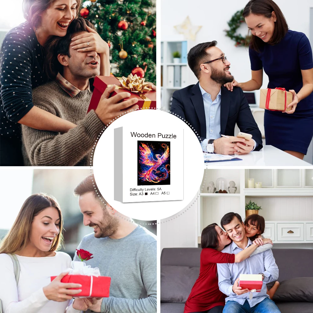 Quebra-cabeça de madeira de pássaro colorido para amantes de quebra-cabeça, brinquedos exclusivos para aliviar o estresse, presente de aniversário de natal, decoração de casa, jogo familiar