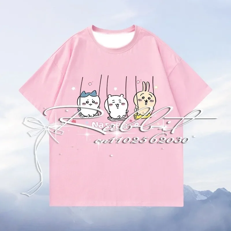 

25/26 New MINISO Usachijikawa 3D Printed T-shirt for Couples and Parents with Fun Hamster Pattern Loose T-shirt