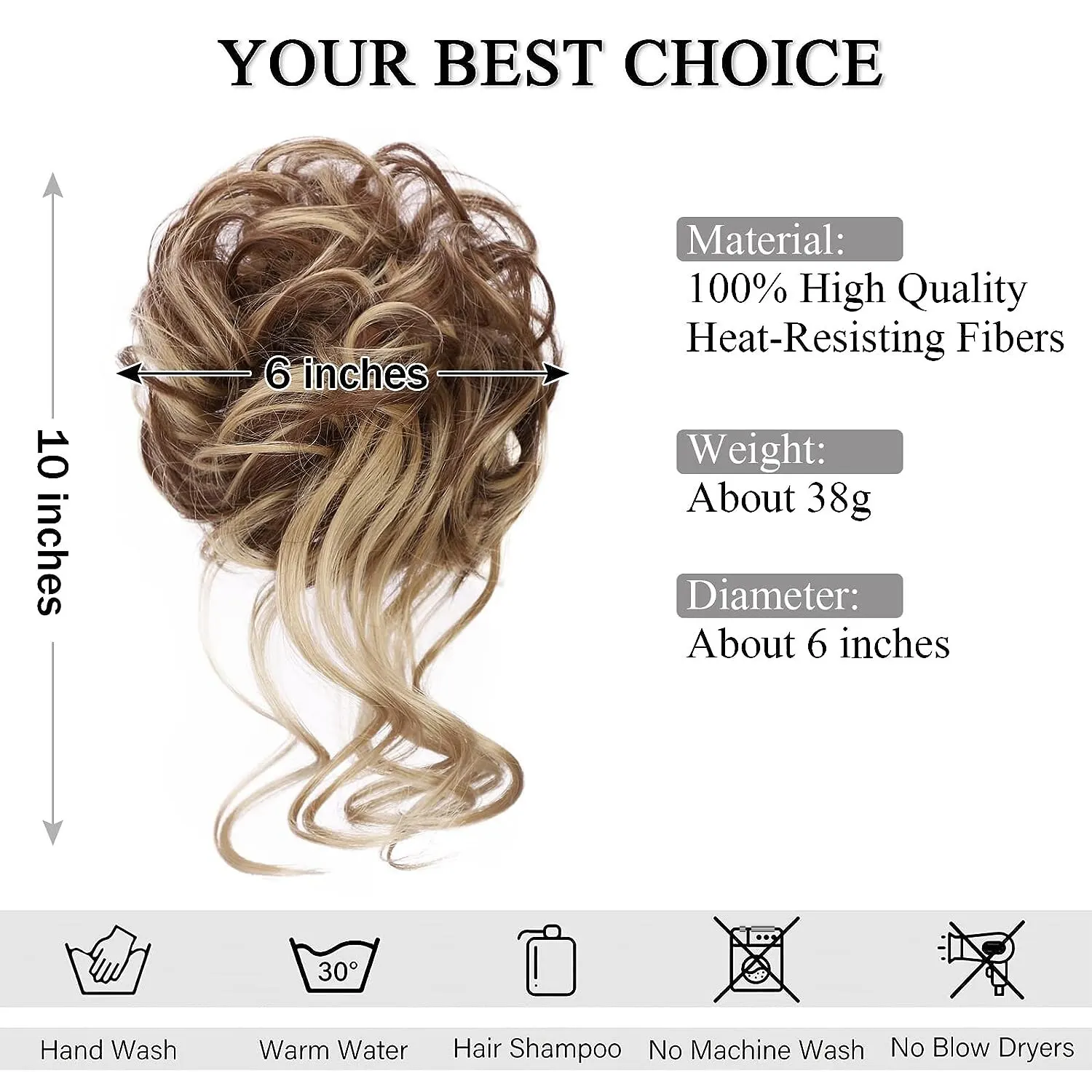 Syntetyczny roztrzepany kok Kawałek włosów Tousled Updo Hair Buns Extension Elastyczna opaska do włosów Kawałki włosów Kręcone włosy Bun Scrunchie