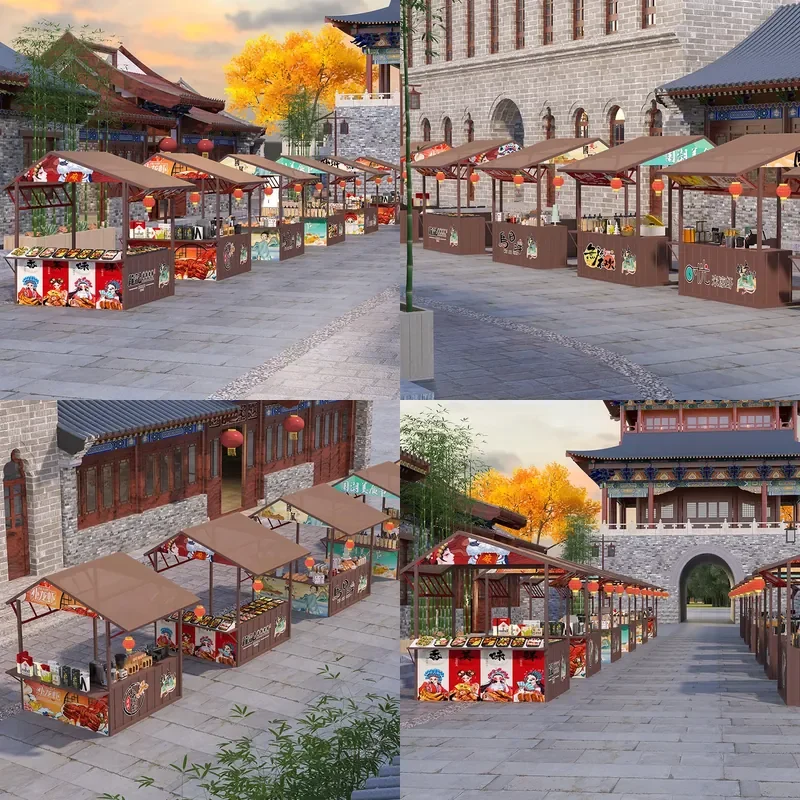 For Retro Commercial Street Stall Display Stand Ancient Style Market Activity Scaffold Creative Promotion Sales Desk for
