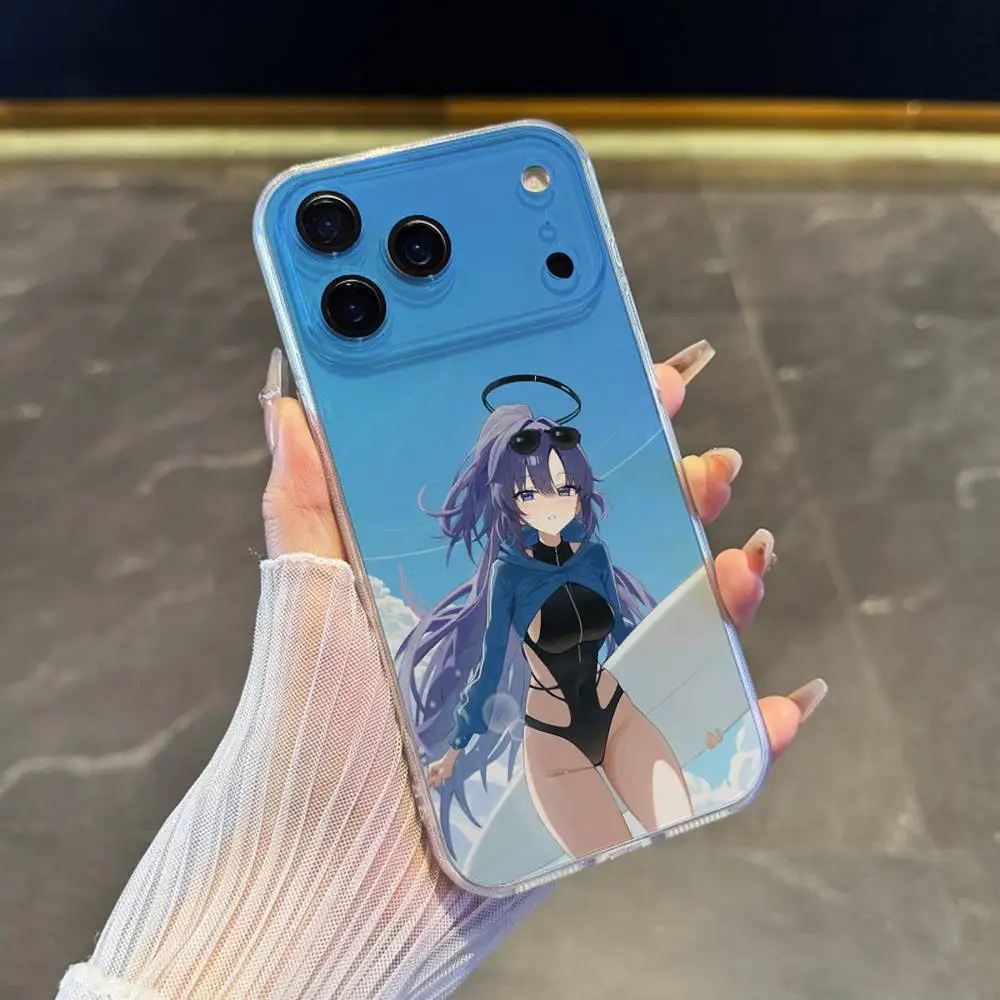 حافظة هاتف Hayase Yuuka Blue A-Archive لهاتف iPhone 17,16,15,14,13,12,11 Pro,Max,Plus,X,XS,XR,SE4,E غطاء ناعم شفاف صغير #6