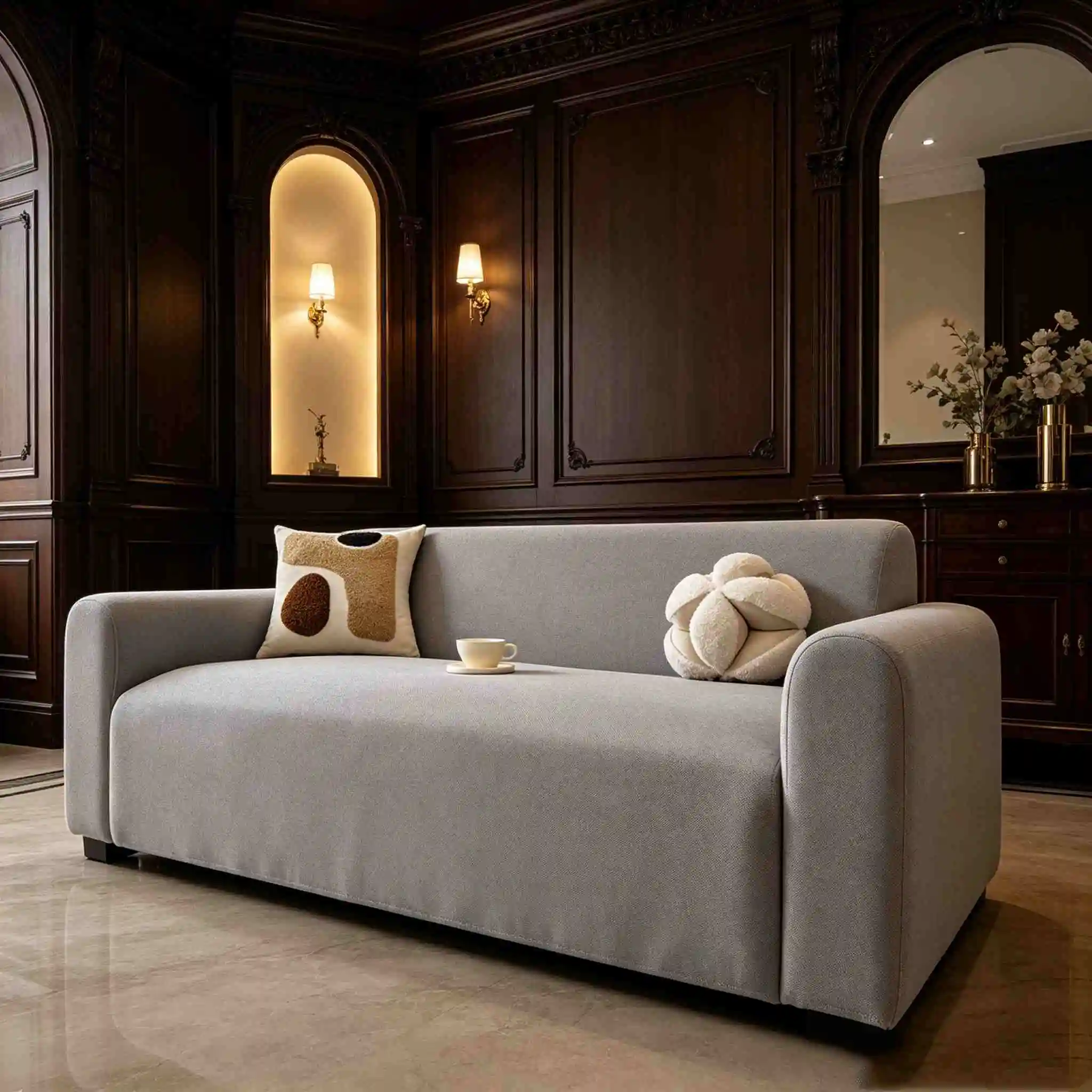 Stretch Jacquard Sofa Slipcover, Thick Non-Slip Couch Cover with Elastic Bottom, Furniture Protector for L-Shape Living Room