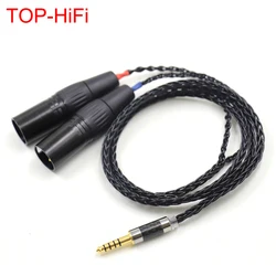 Black High Quality  8 Cores Silver Plated 4.4mm Balanced Male to Dual 2x 3pin XLR Balanced Male Audio Adapter Cable