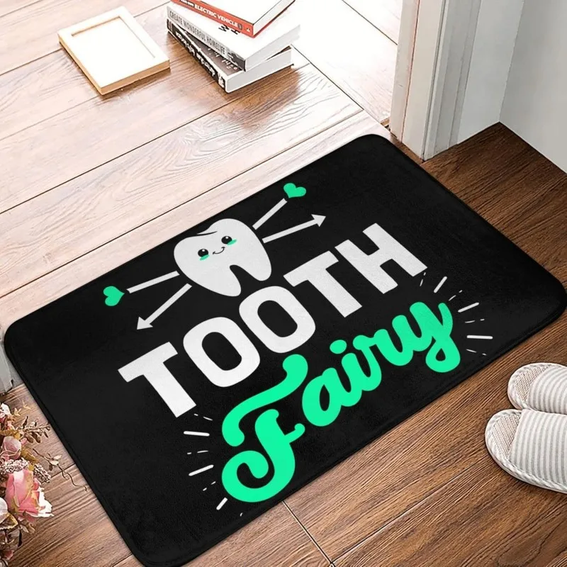 Tooth Fairy Themed Doormat Funny Dental Print Non Slip Floor Mat for Kids Bedroom Dentist Clinic