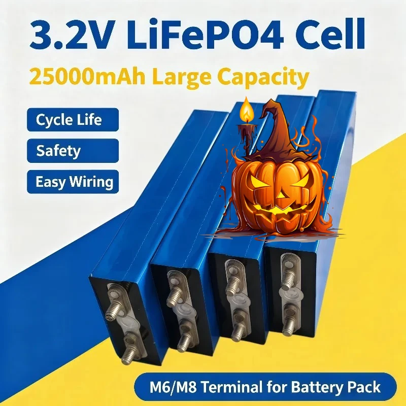 LiFePO4 3.2V 25Ah 25000mAh Lithium Iron Phosphate Battery Cell Deep Cycle For Solar UPS DIY 12V‑48V Power