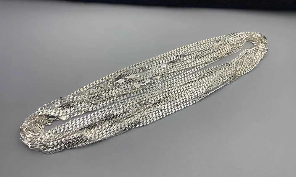 Silver‑Color Plated Cuban Chain Necklace 55cm Length 4.35mm Width Fine Unisex Jewelry Gift For Men Women Daily Party Present