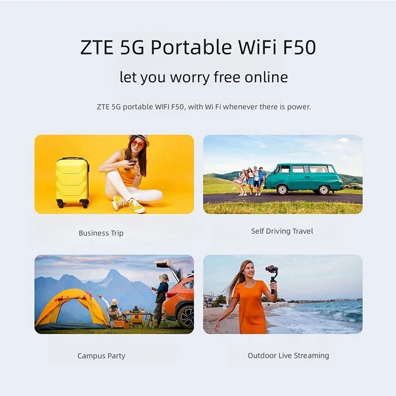 Unlocked ZTE 5G Pocket UFi F50 Mini WiFi Router Dual Band 1.6Gbps USB 3.0 Type-C 4G LTE Cat15 SA/NSA 5G Mobile Portable Hotspot