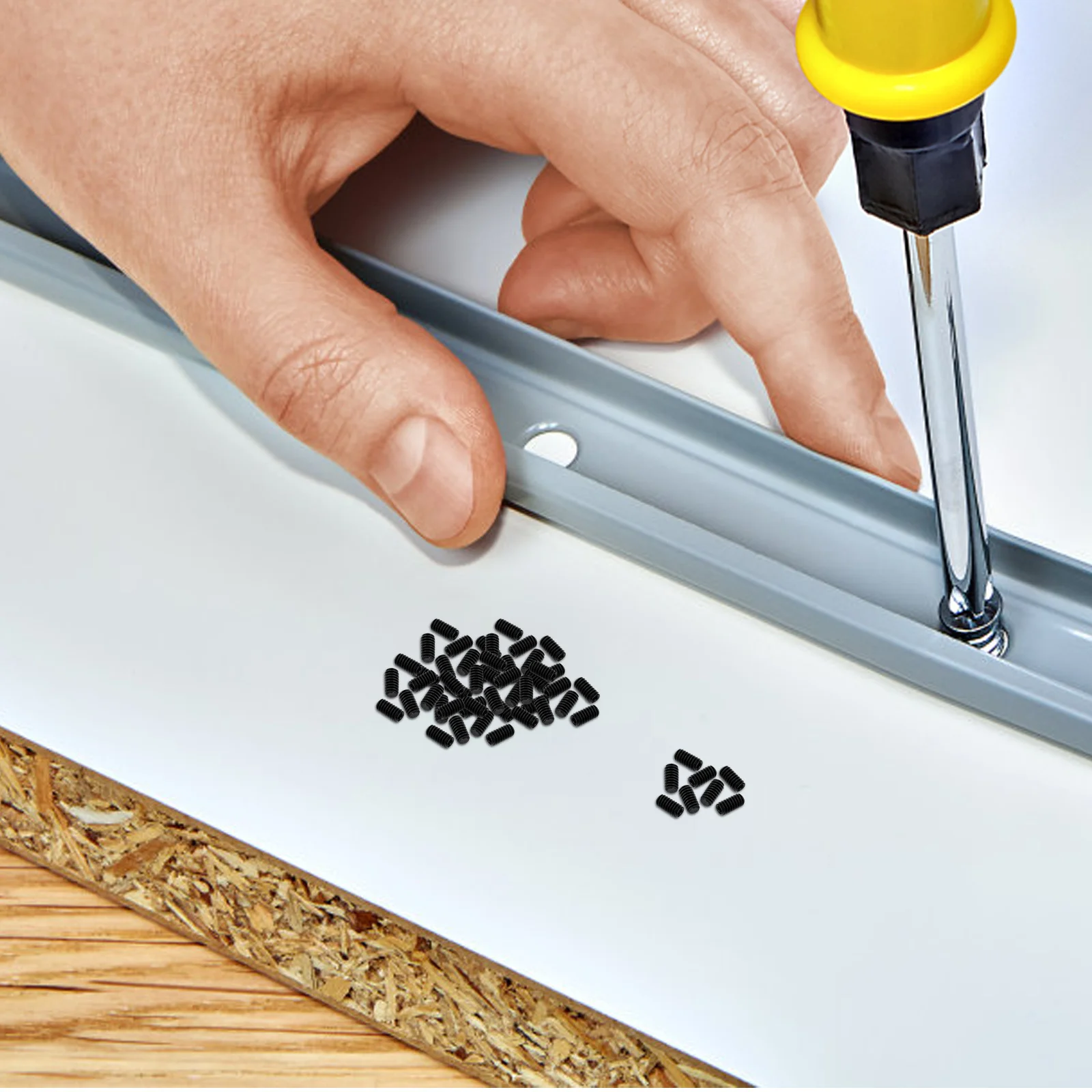 

50Pcs Allen Head Socket Set Screws Black Carbon Steel Internal Hex Drive Flat End Grub Screws for DIY Projects Door Handles