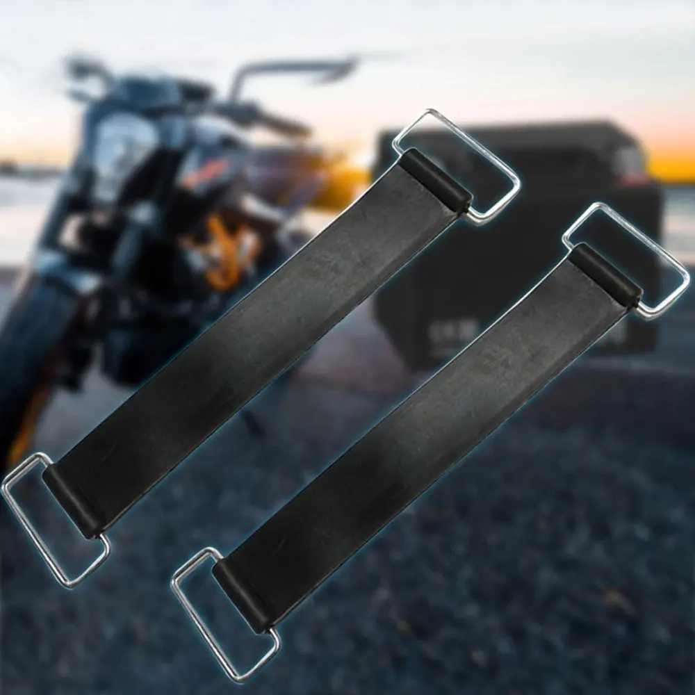 2Pcs Motorcycle Black Rubber Battery Strap Holder Belt Elastic Stretchable Fixed Strap For Honda Suzuki Motorcycle Equipments