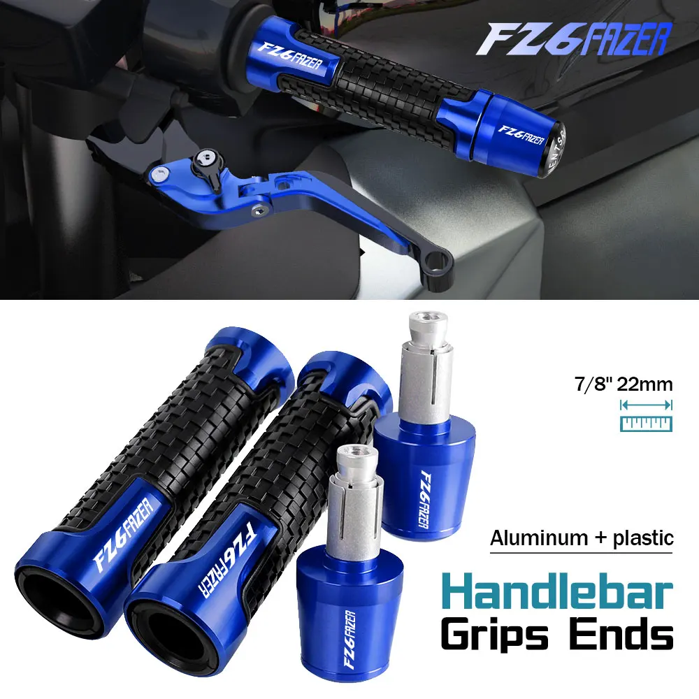 

7/8'' 22mm Motorcycle Handle Grips Handlebar Grip Ends Plug FOR YAMAHA FZ6 FAZER FZ6FAZER 2004-2005 2008 2009 2010