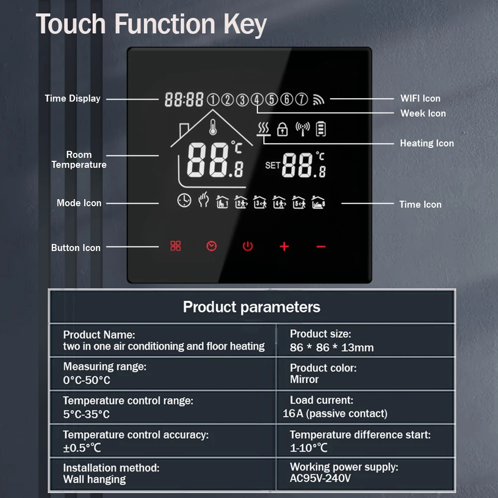 TUYA WiFi Smart Thermostat Temperature Controller for Floor Heating TRV Water Gas Boiler Remote Control by Alexa Google Home