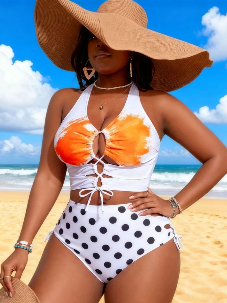 

L-4XL Plus Size High Waist Bikini Women's Push Up Big Large Size Swimsuit 2026 Summer Mujer Tummy Control Swimwear Bikini Sets