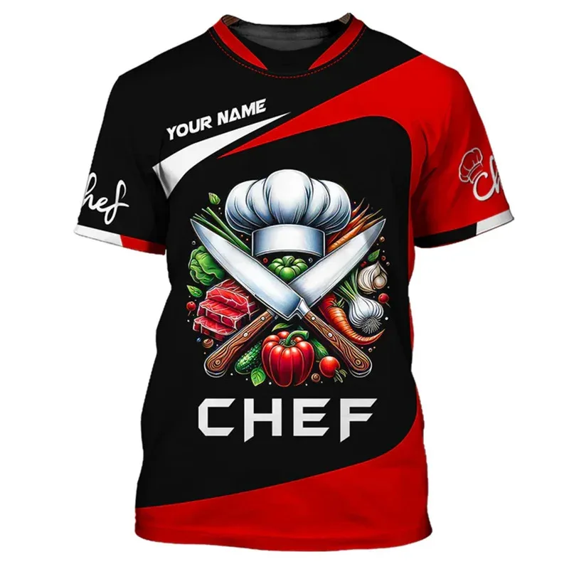 Fashion Chef Work Fun Print T-shirt Men Clothes DIY Customize Your Name Crewneck T Shirts Funny Cook Trend Breathable Tee Top