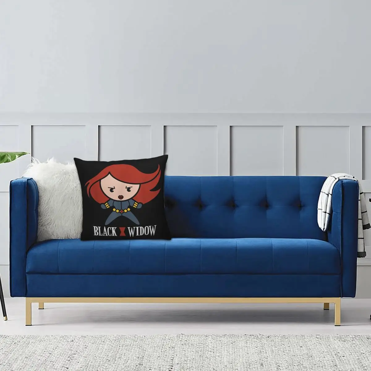 Marvel Black Widow Niedlicher Kawaii Stance Kissenbezug, quadratischer Kissenbezug, Kissenbezug, Kissenbezüge für Stuhl, Sofa, Heimdekoration