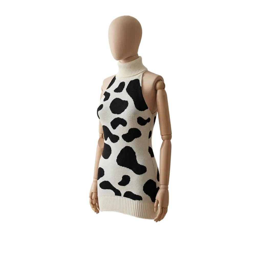 Women Cows Maid Suit Anime Lolita Panty Set Backless Clothing Halter Turtleneck Hot Nightwear Dress Wrap Hip Skirt