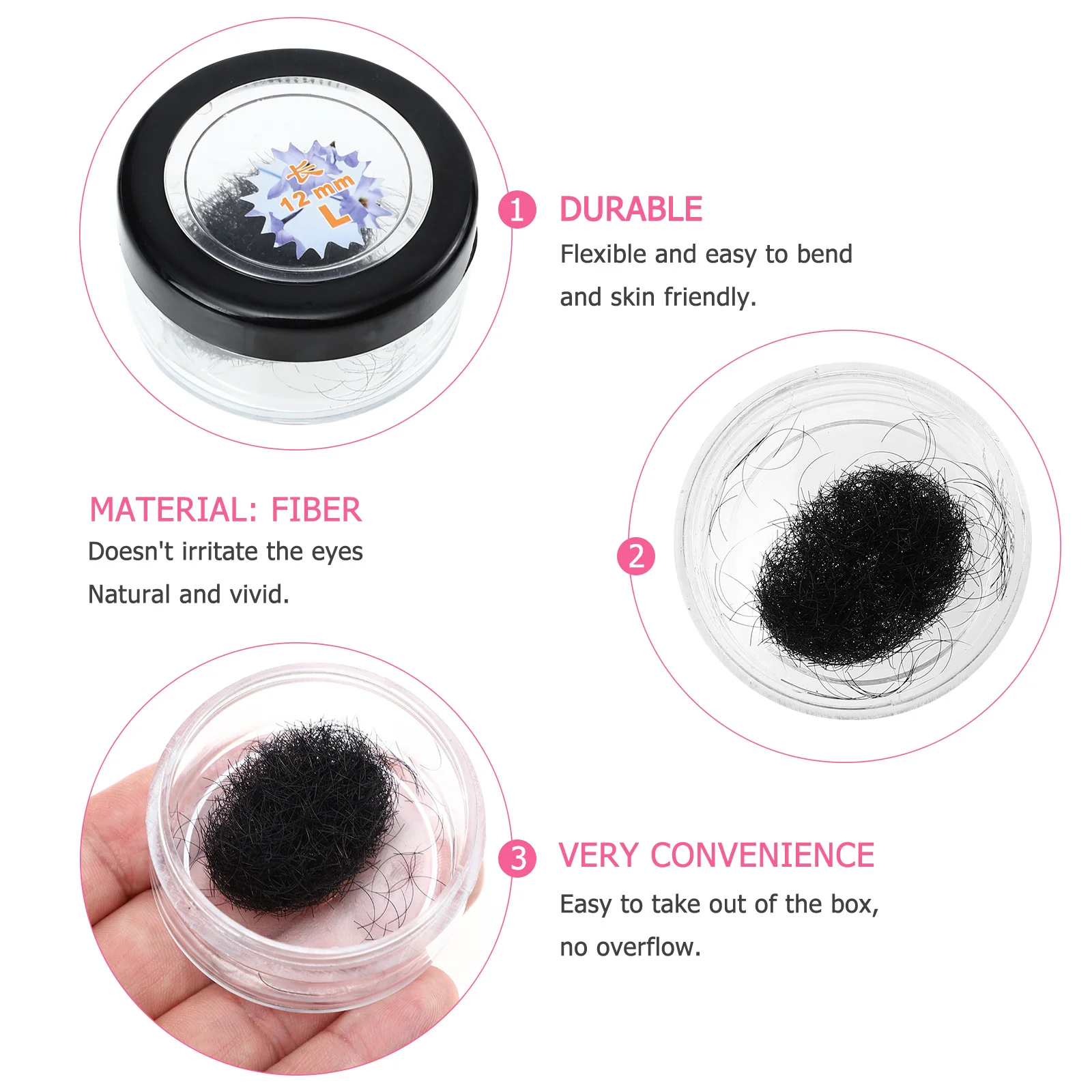 3 scatole Kit di pratica ciglia finte per ciglia individuali per l'estensione delle ciglia Forniture per ciglia artificiali riutilizzabili per trucco