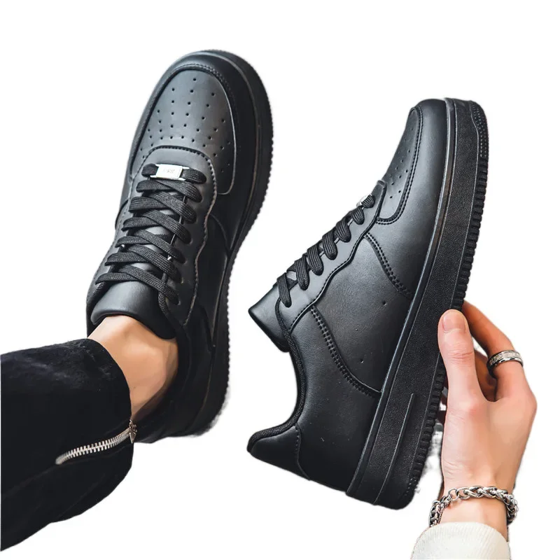 Men's Summer Breathable Casual Shoes Black Air Force Sports One Black Kitchen Trendy Shoes Rubber Outsole Comfortable Men's Snea