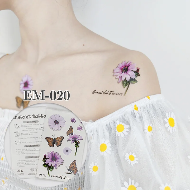 

Waterproof Daisy Flower Tattoo Stickers Small Daisy Fake Tattoos Colorful Paste On Face Arm Leg For Children Men Women Body Art