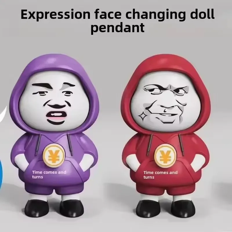 Keyring With Keychain Face Changing Pendant Plastics DIY Crafts Cartoon Keychain Chinese Style Mini Face Changing Christmas
