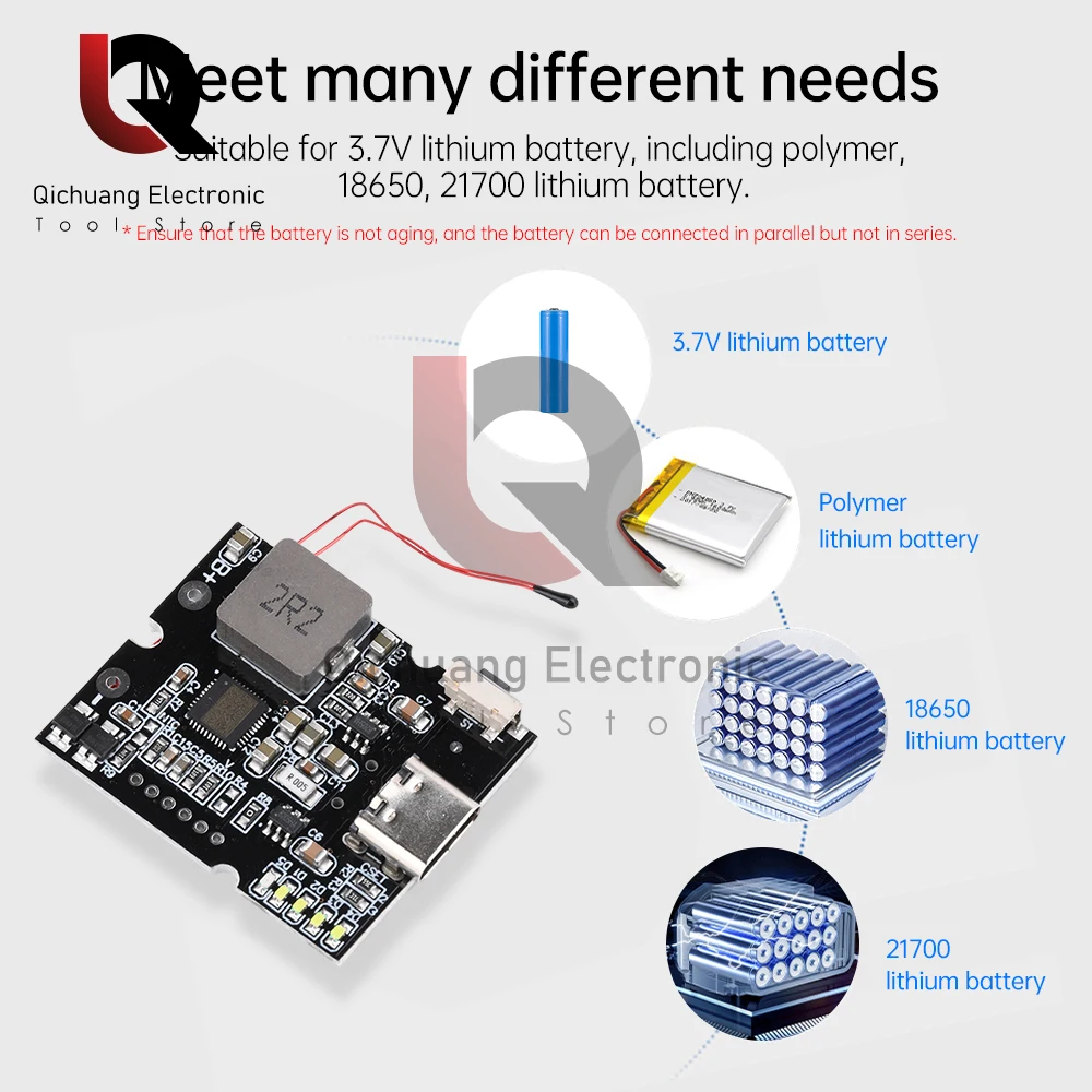 22,5 W Banco de Potencia Bidireccional de Carga Rápida Placa de Circuito Módulo de Energía Móvil Con Digital/Luz Tipo-c USB Suppor PD/QC3.0 2,0