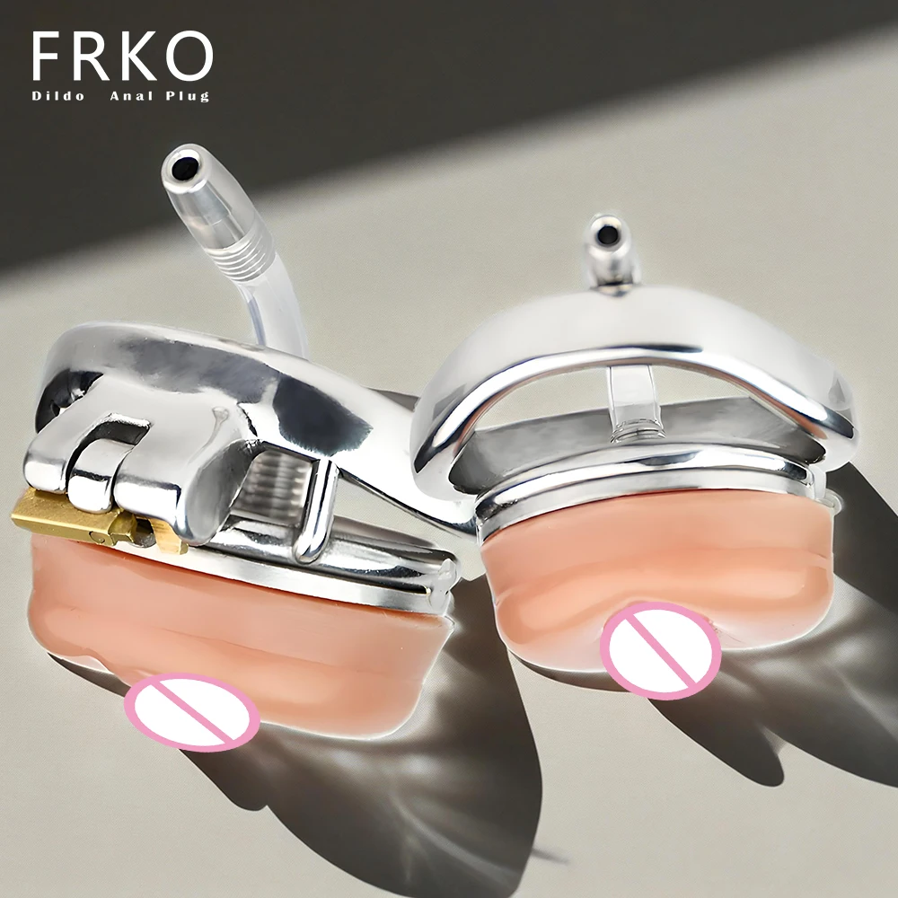 FRKO كس العبادة العفة قفص سيليكون لعبة استثارة القضيب مجرى البول القسطرة الشفرين الحقيقي البظر قفل الديك BDSM سرية سيسي Femboy