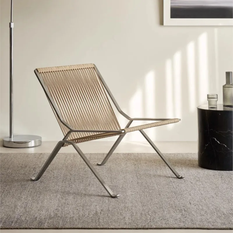 Bauhaus Single Lounge Chair Living Room Minimalist Rope Sofa Hotel Lounge Reception Chair Outdoor Woven Chair