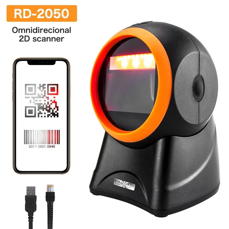 RD-2050 High Quality 1D 2D QR CODE DataMatrix PDF417 Platform POS Omnidirectional Desktop Barcode Scanner