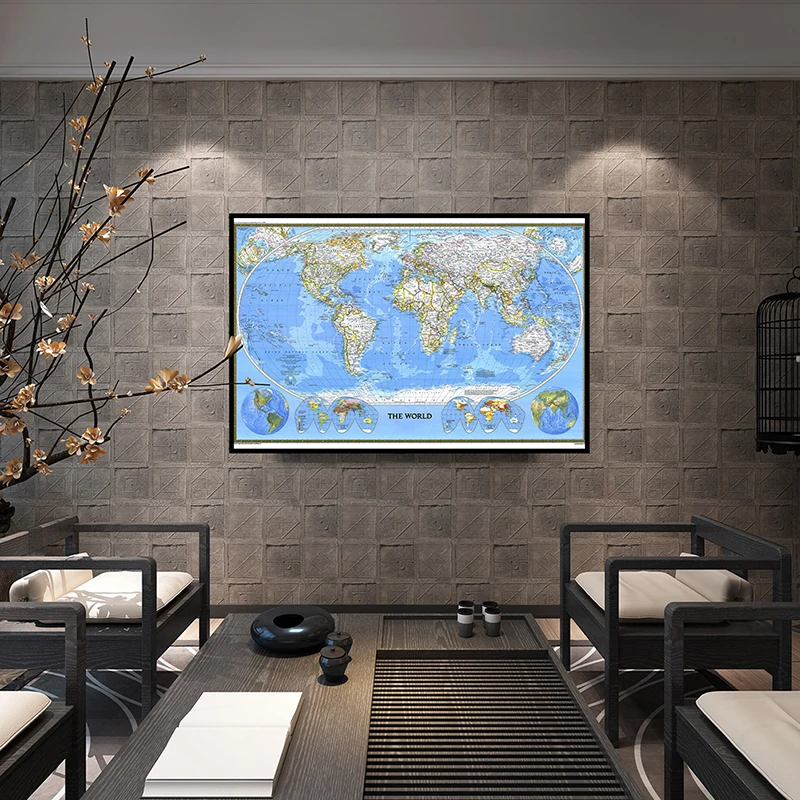 59*42cm World Map 1988 Office Supplies Detailed Poster Wall Chart Non Woven Wallpapers Map of World Poster Decoration