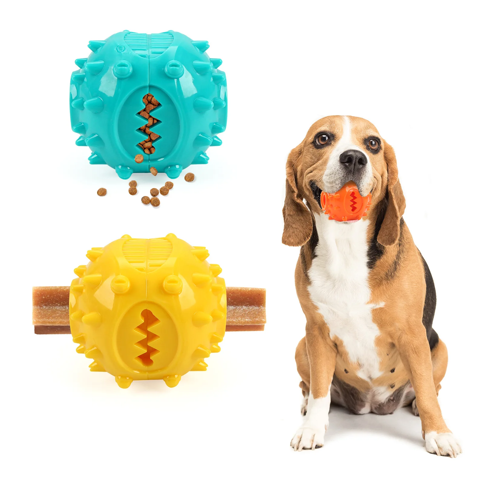 Interaktiver Kaubehandel-Spenderball für Hunde – Selbstspiel, Linderung von Langeweile, bissfest, Zahnreinigungs-Haustierspielzeug – Detail 8