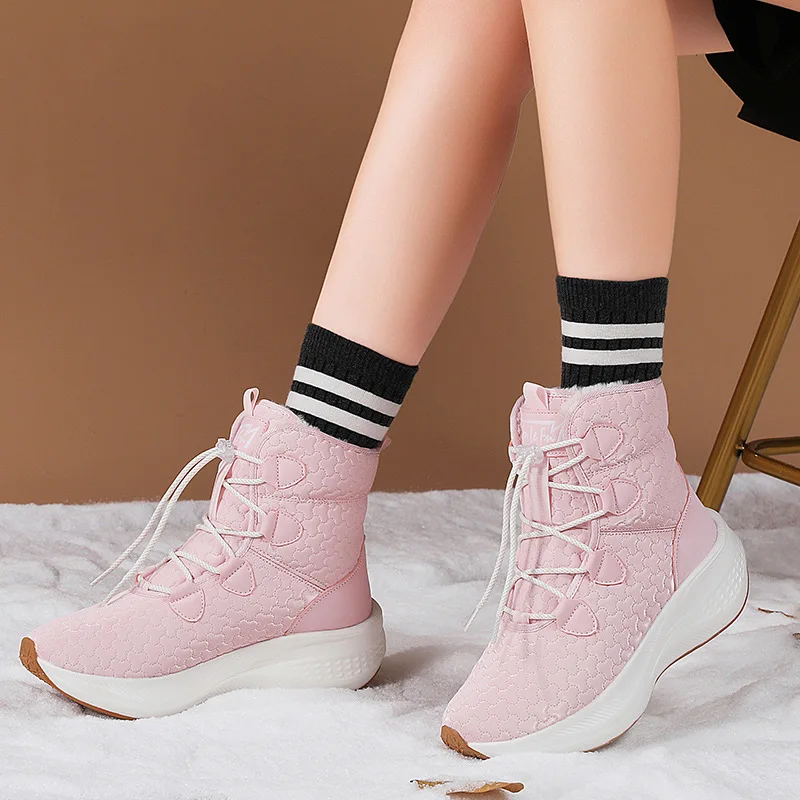 

Autumn Winter Outdoor Warm and Plush Women's Snow Boots Thick Soled High Top Women's Hiking Boots