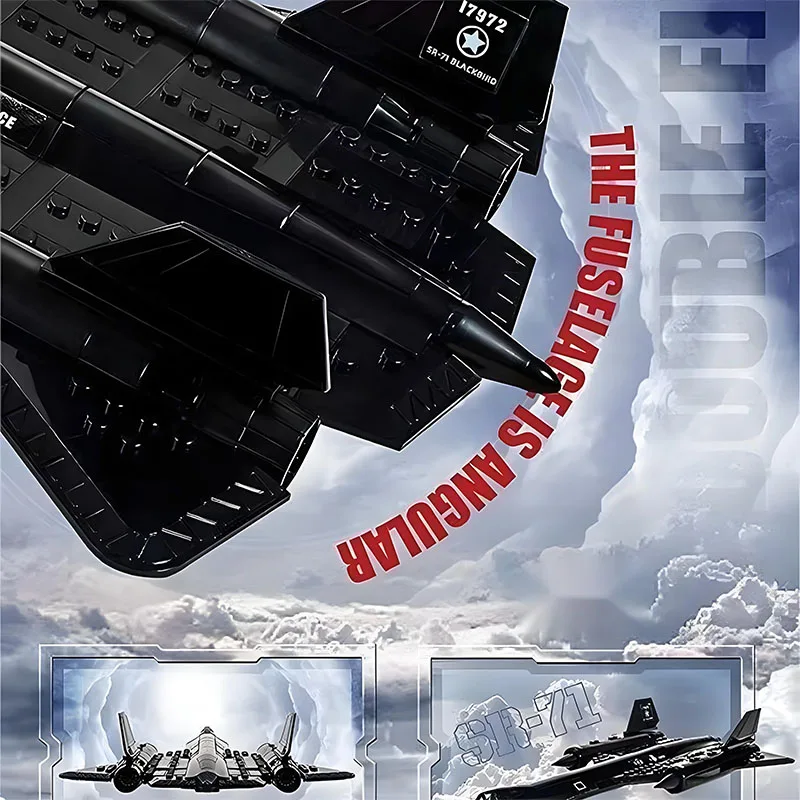 Vliegtuigen Bouwstenen Militaire Technische Star-Gevechtsvliegtuigen SR71 Blackbird Stealth Supersonische US Fighter Model Baksteen Speelgoed