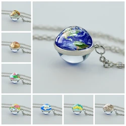 Vintage World Map Necklace Globe Earth Pendant Americas Europe Australia Map Glass Ball Necklace Christmas Gifts