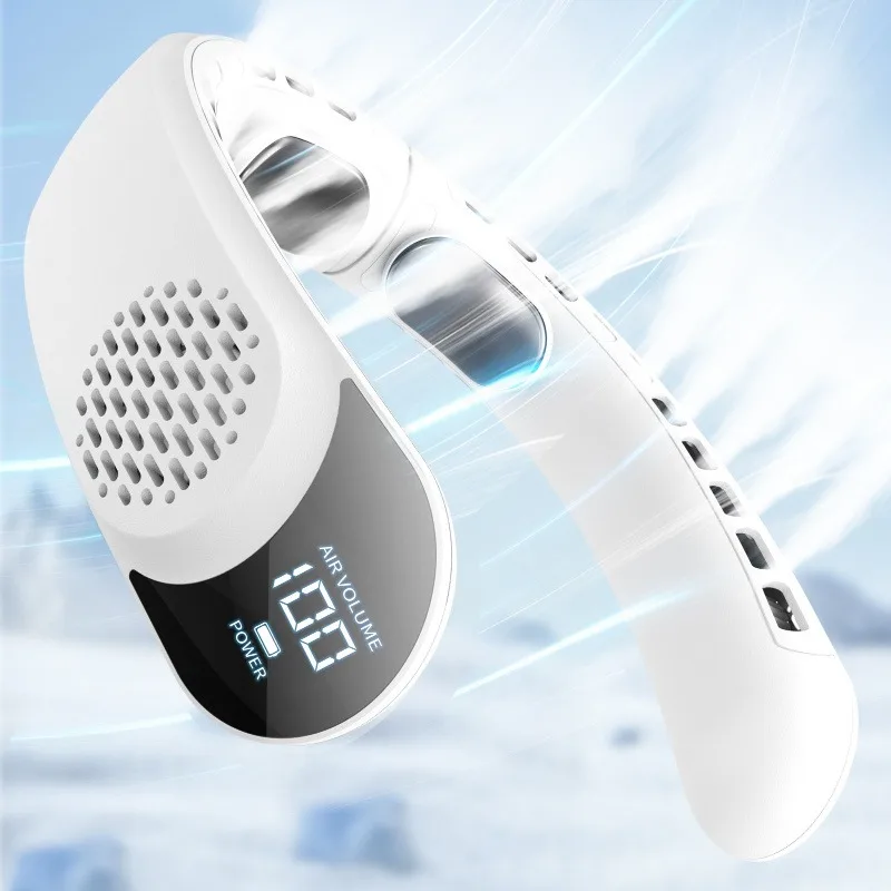 

Вентилятор для шеи 360 ° Портативный бесшумный вентилятор без лопастей с USB-зарядкой, 4000 мАч, LED-дисплей, 3 скорости, для ношения на шее