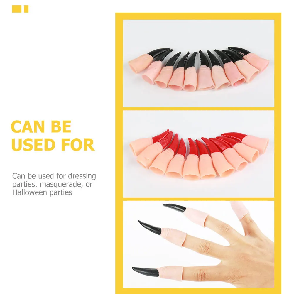 

20Pcs Witch Finger Realistic Fake Nails Multi-Function Halloween Prop Reusable Party Accessory Horror Witch Finger