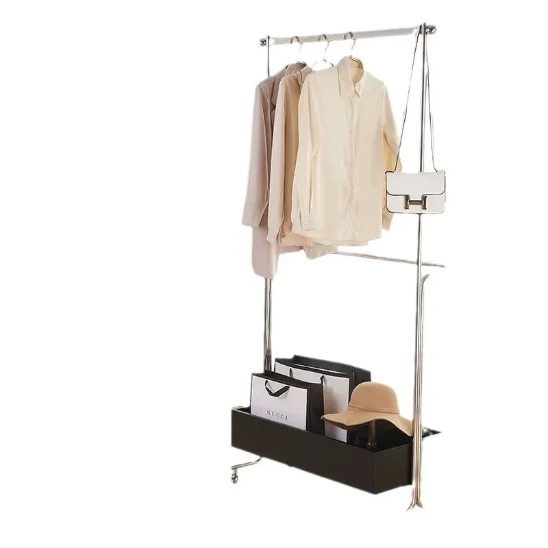 

Medieval stainless steel clothing and hat storage removable , floor hangers in household bedrooms