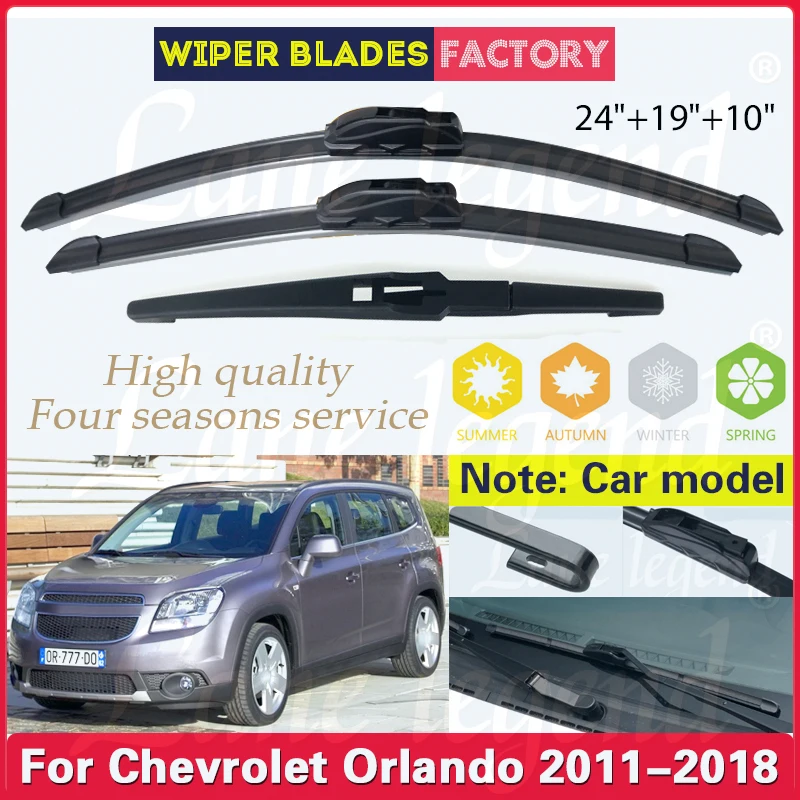 

Car Windshield Wiper Blades Fit For Chevrolet Orlando 2011 - 2018 Front Rear Wiper Blades Soft Rubber Auto Windscreen 24"19"10"