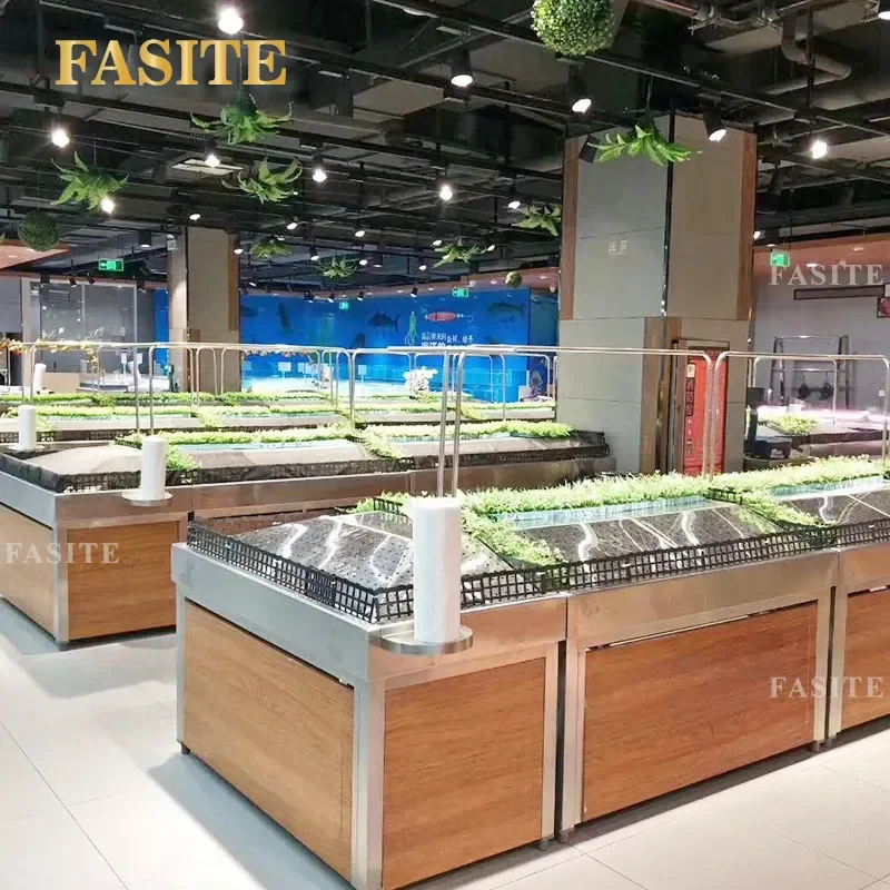 For Supermarket Stainless Steel Fresh Produce Rack Multi Layer Fruit Vegetable Display Shelf Container Stand Heavy Duty