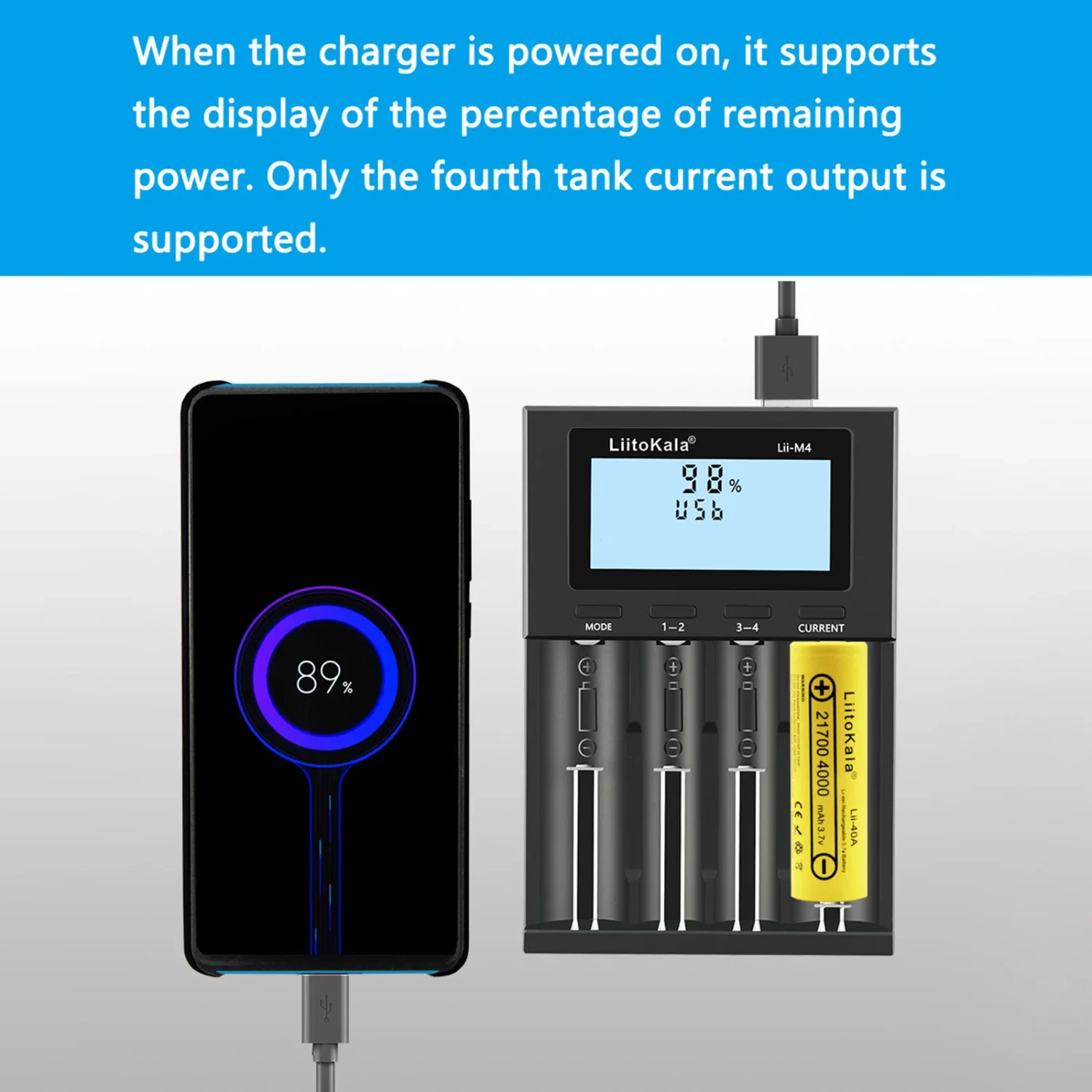 LII-M4 4 Slots Battery Charger with LCD Display for AA AAA Lithium NiMH Battery Smart Rechargeable Battery Charger