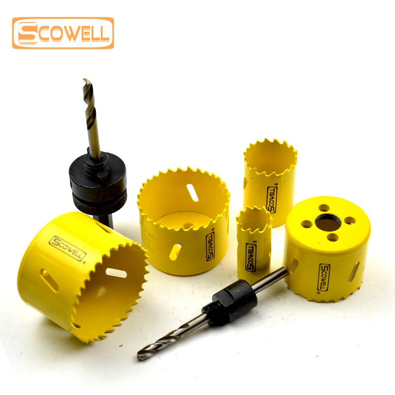 HSS Bimetal Holesaw Cutter Crown Saw with Arbor Drill Bit Cutting Hole On Metal Wood PVC 32mm 38mm 44mm 46mm 57mm 65mm 68mm 70mm