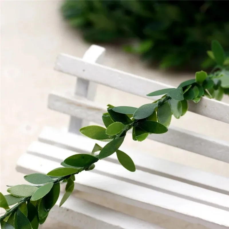 New 1 M Artificial Silk Wreath Green Leaf Iron Wire Artificial Flower Vine In Rattan For The Car Decoration DIY Wedding flower