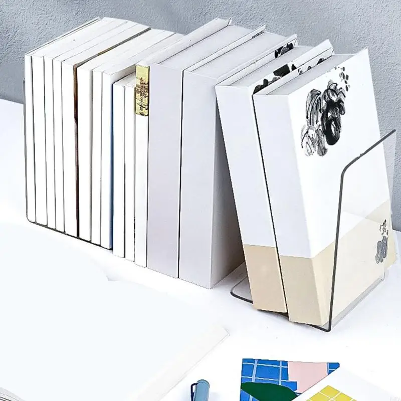T5EA 8 PCS Clear Acrylic Book Holders Book Stoppers Book Book End L.PLENS