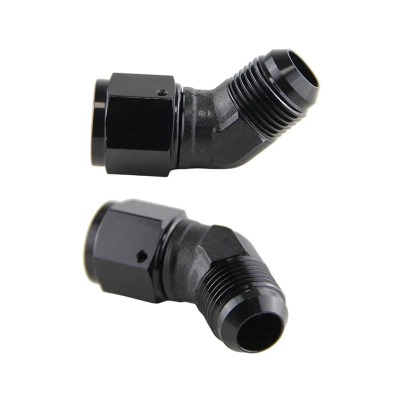 2PCS AN4 AN6 AN10 Female to 4AN 6AN 10AN Male 45 Degree Flare Swivel Hose Fitting Fuel Adapter Aluminium Black