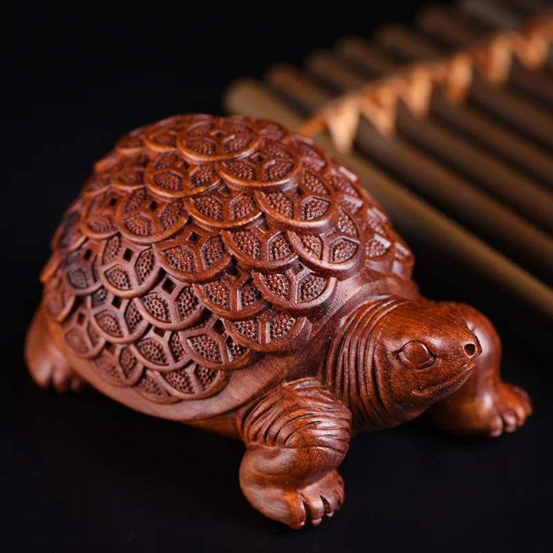 African Pterocarpus Santalinus Red Sandalwood Guajacwood Small Water Turtle Crafts Hand Pieces Wood Carved Pendant Carry-On Fuji